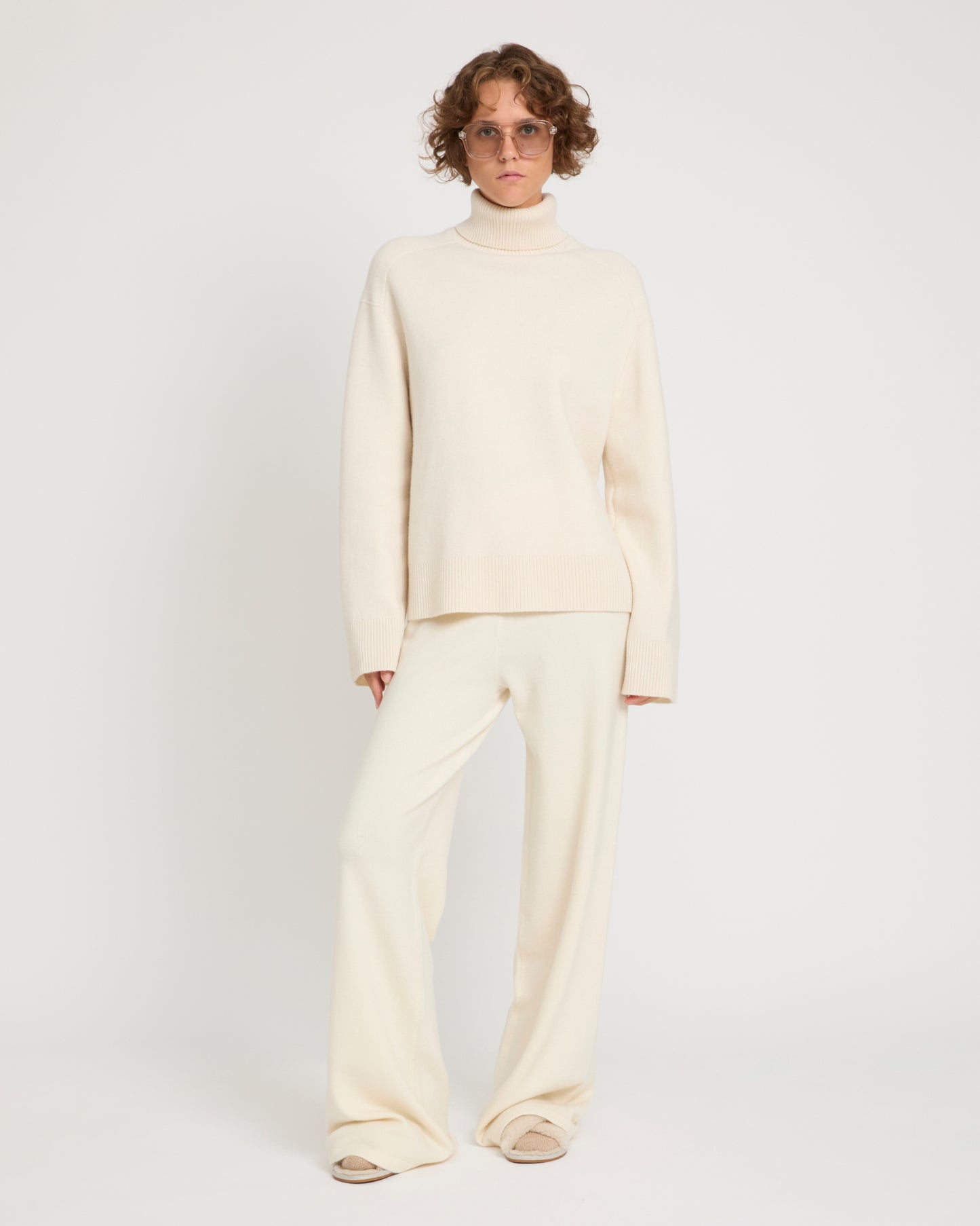 Merino knit wide leg trousers