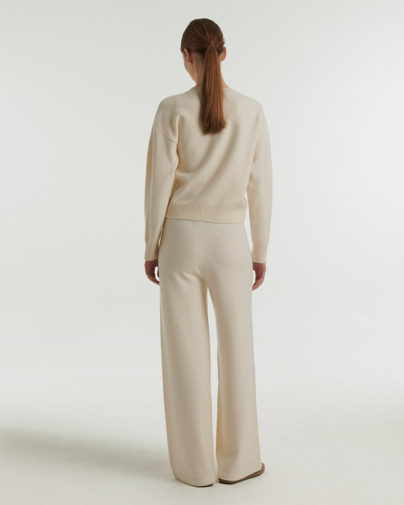 Merino knit wide leg trousers - white