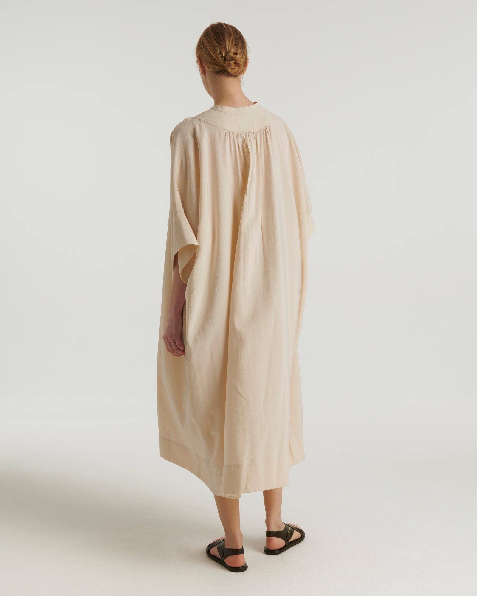 Silk seersucker dress - beige