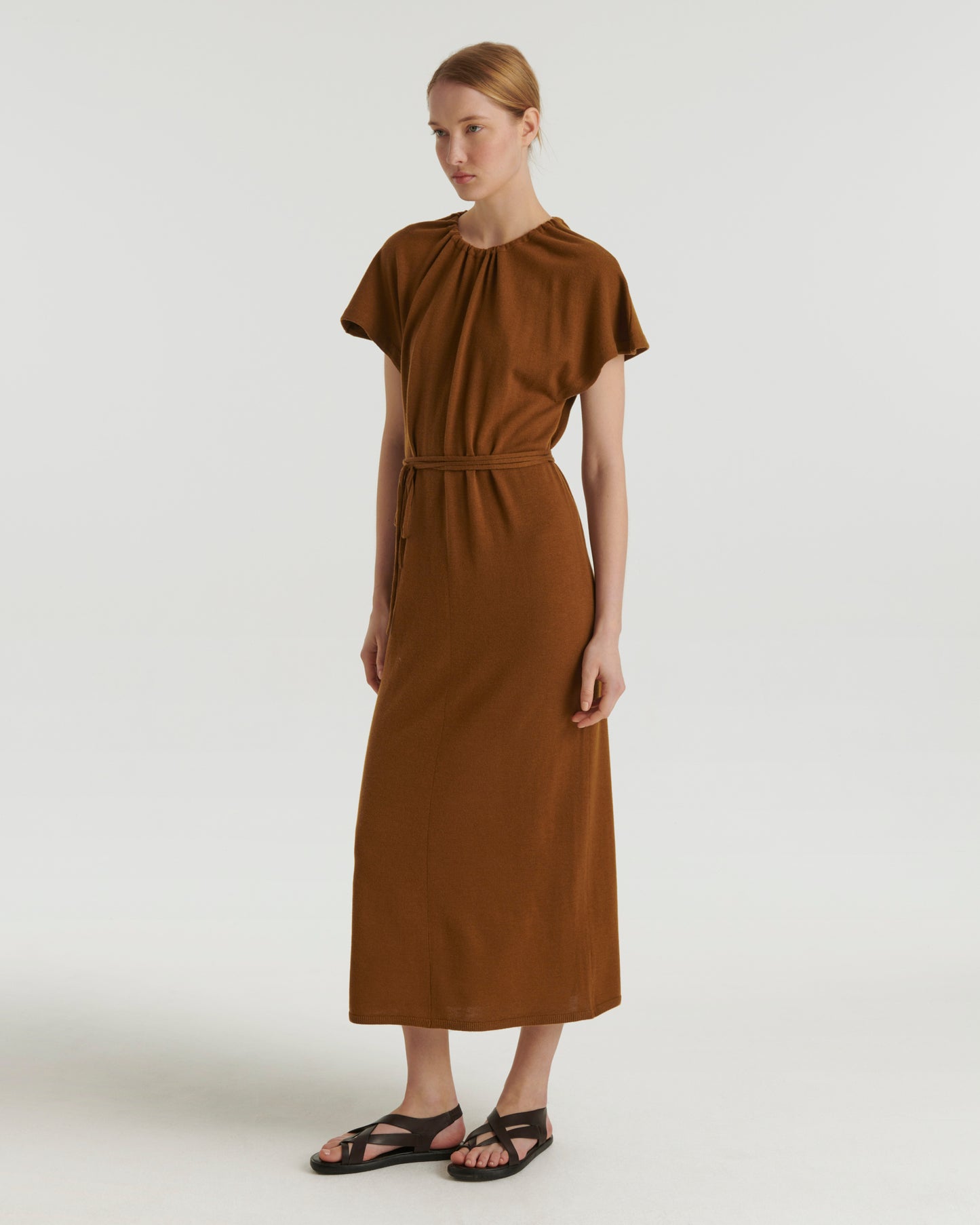 Knit maxi dress - brown