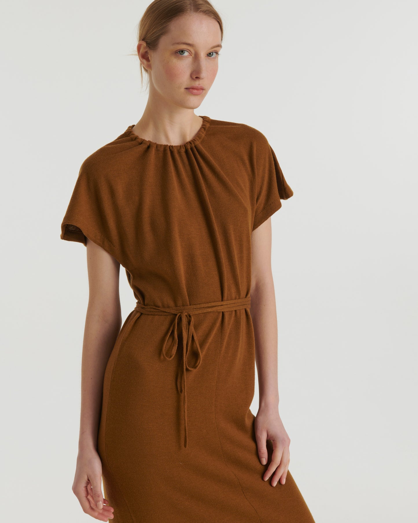 Knit maxi dress - brown
