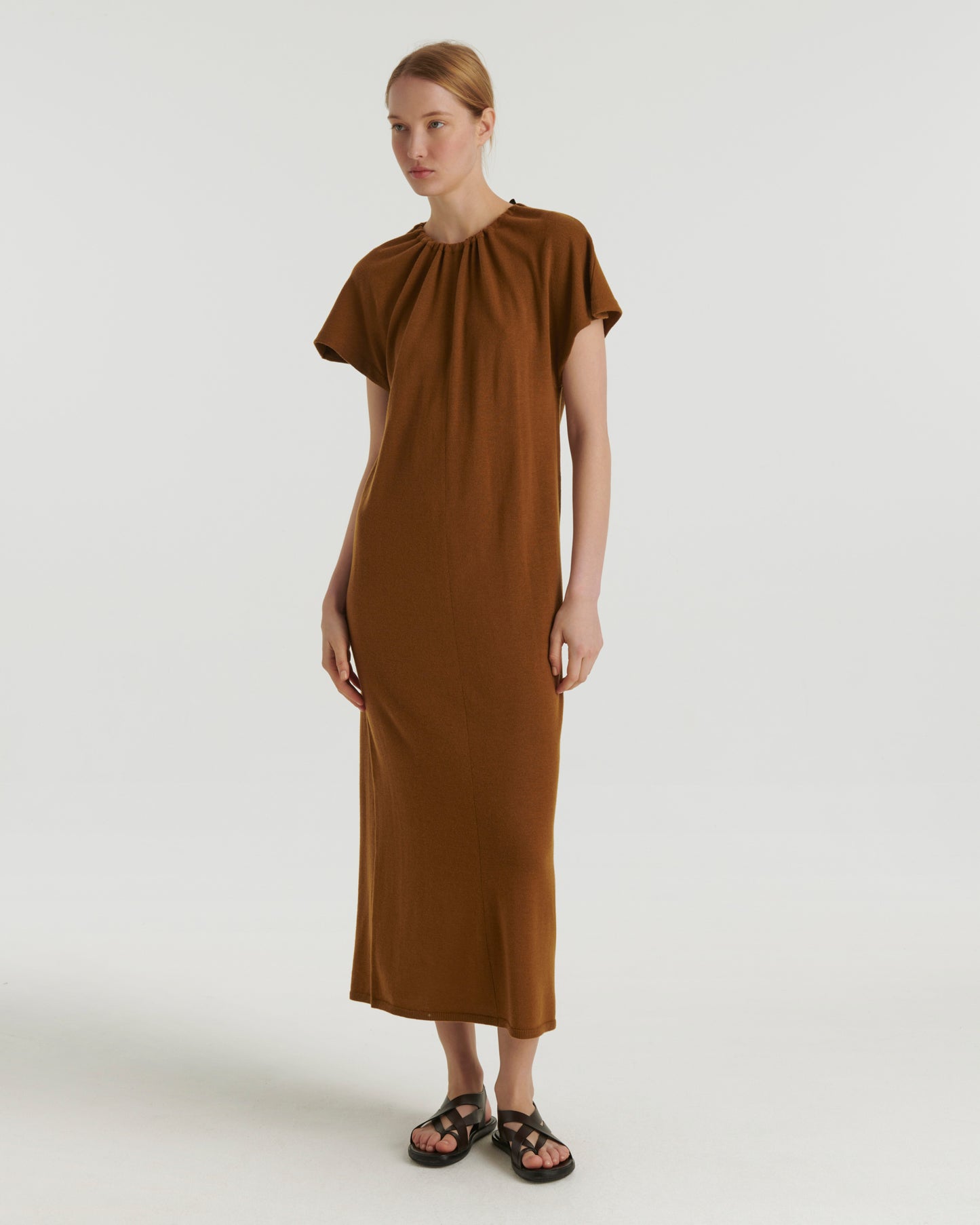 Knit maxi dress - brown