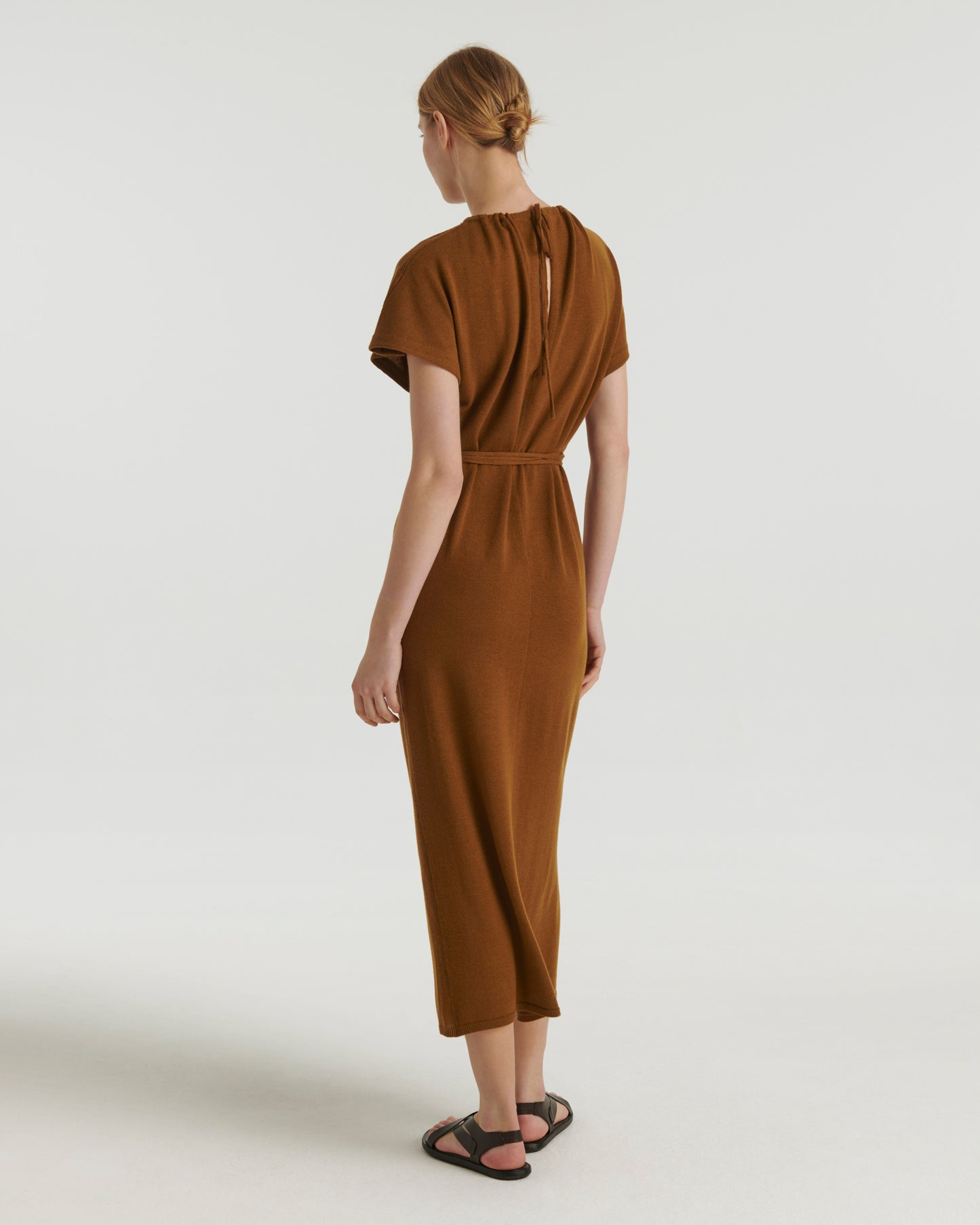 Knit maxi dress - brown