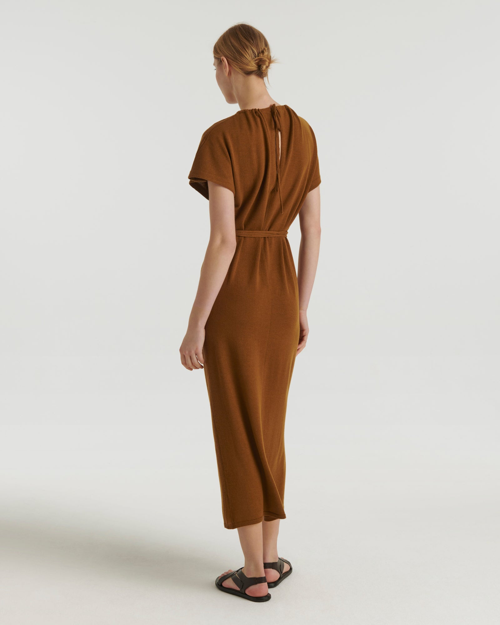 Knit maxi dress - brown