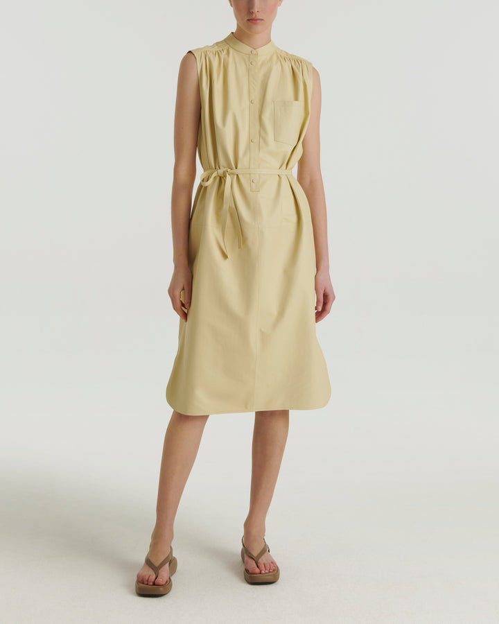 Robe-chemise sans manches en cuir d'agneau