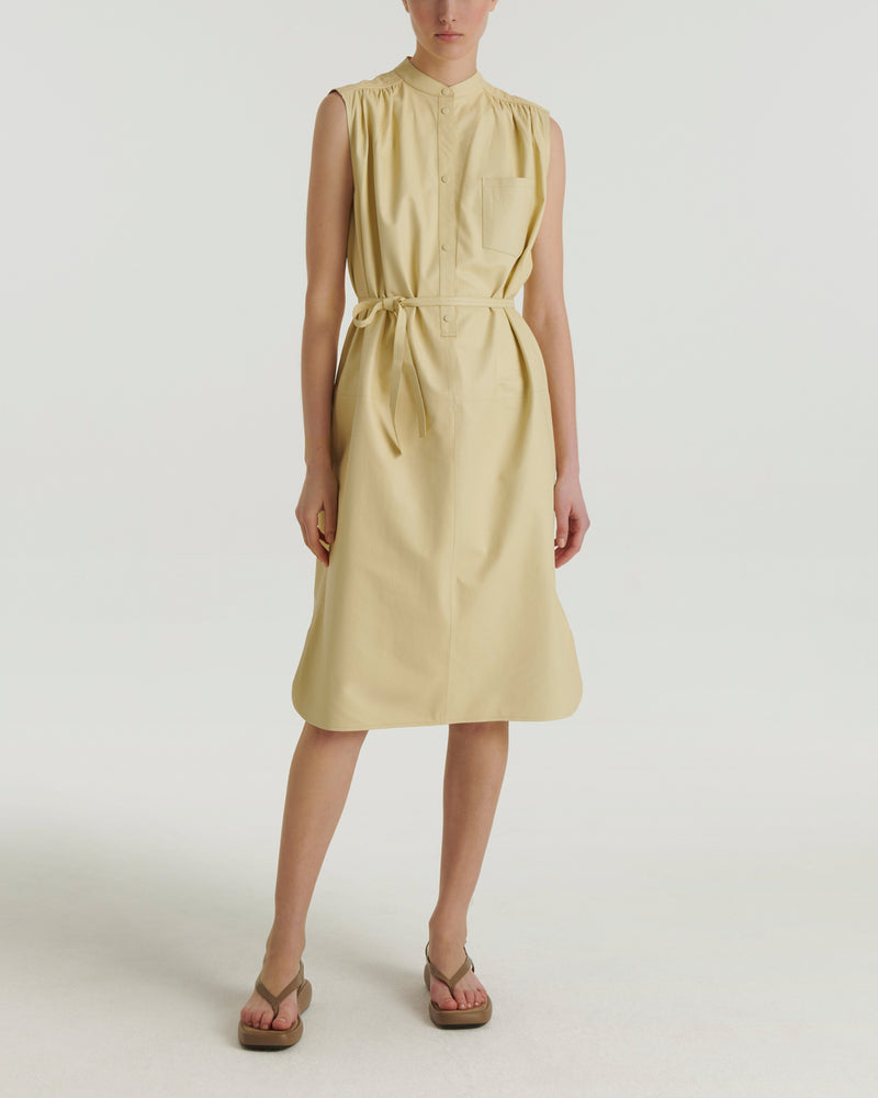 Robe-chemise sans manches en cuir d'agneau
