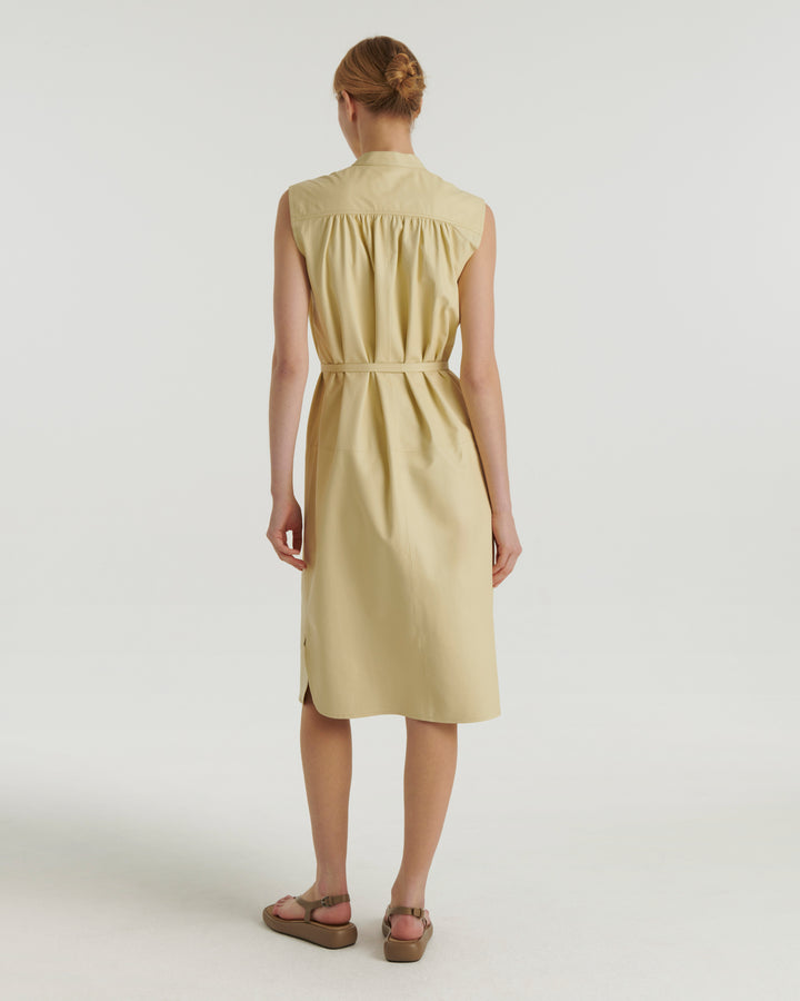 Robe-chemise sans manches en cuir d'agneau