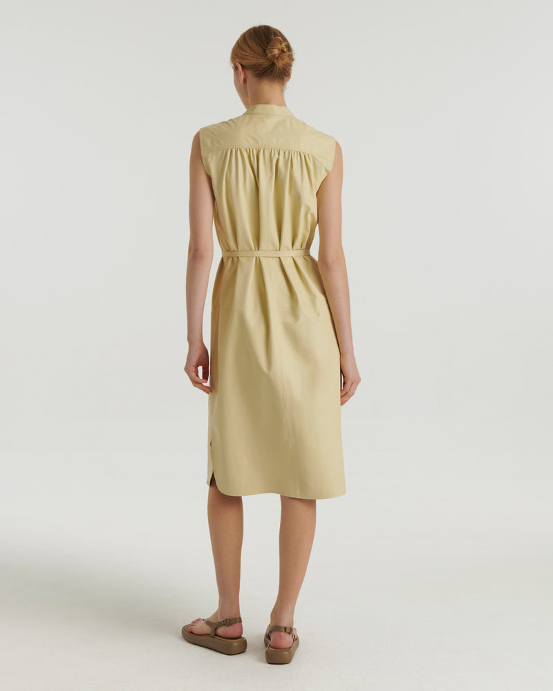 Robe-chemise sans manches en cuir d'agneau
