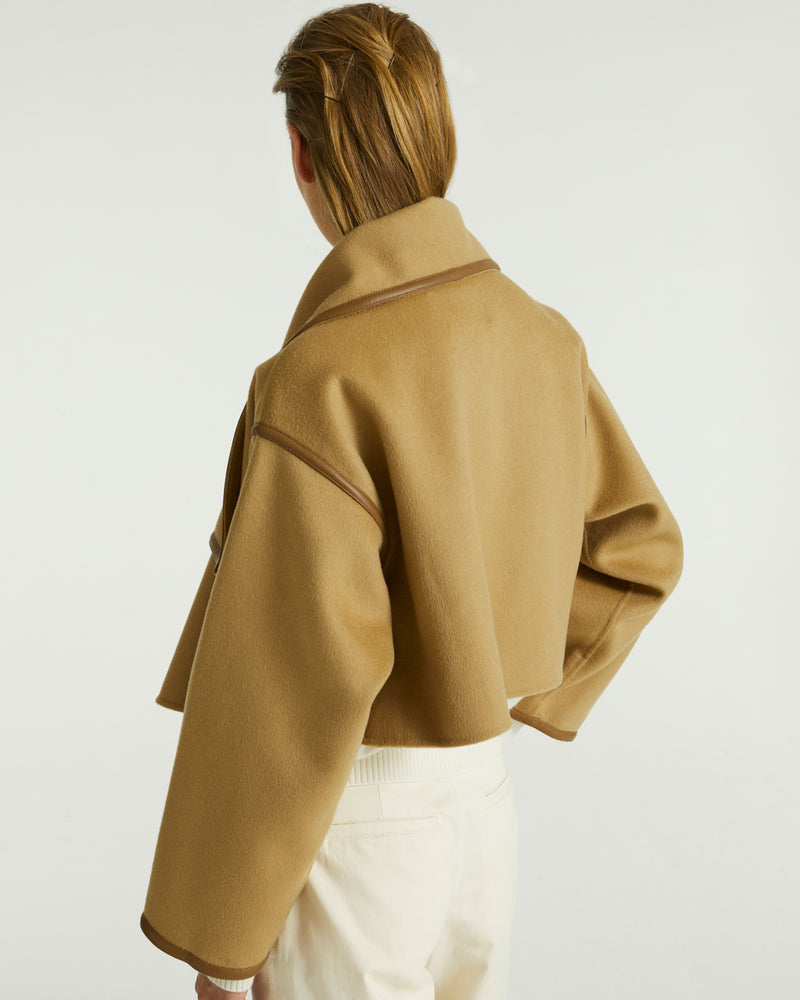 Short double-sided cashmere jacket - beige