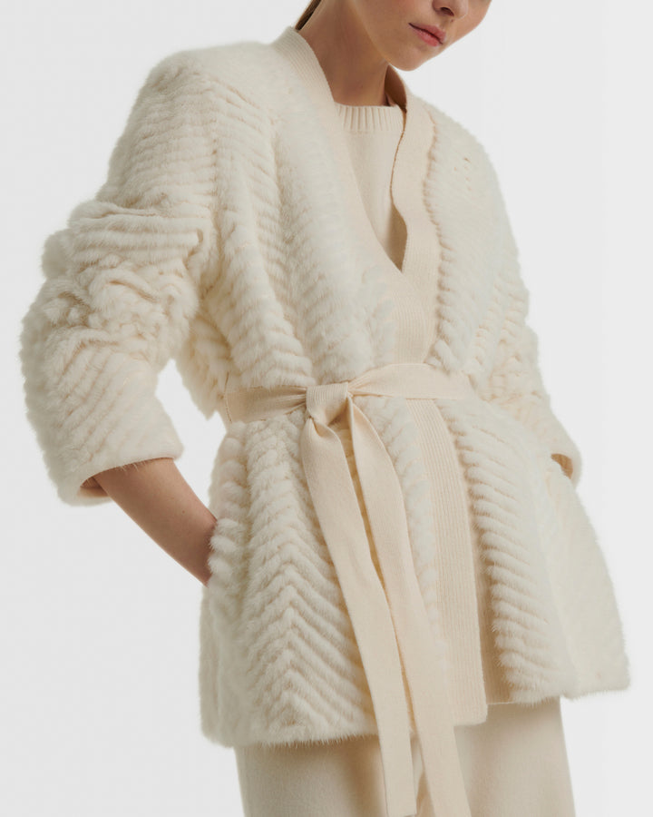 Veste en maille et fourrure de vison