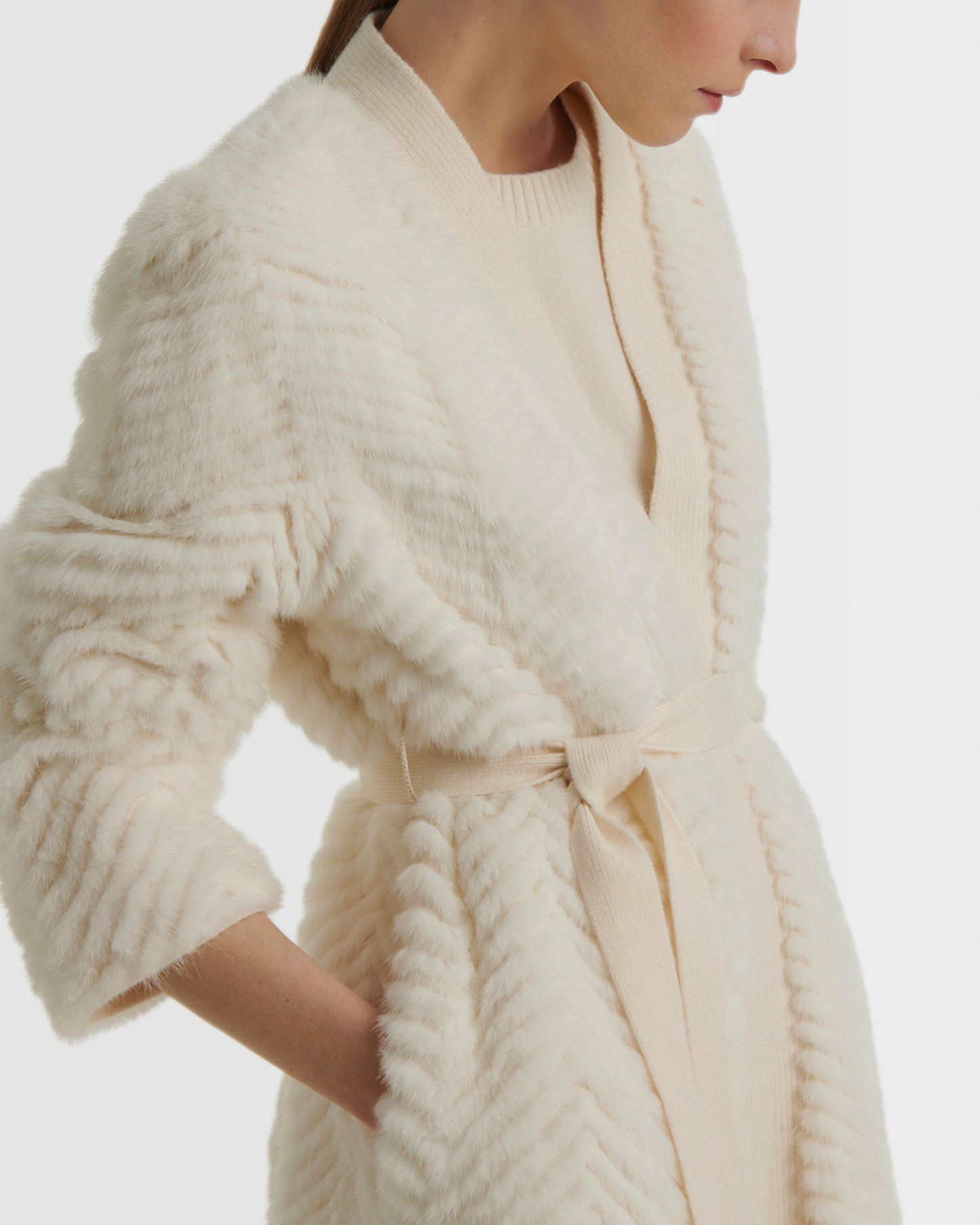Merino knit and mink fur jacket