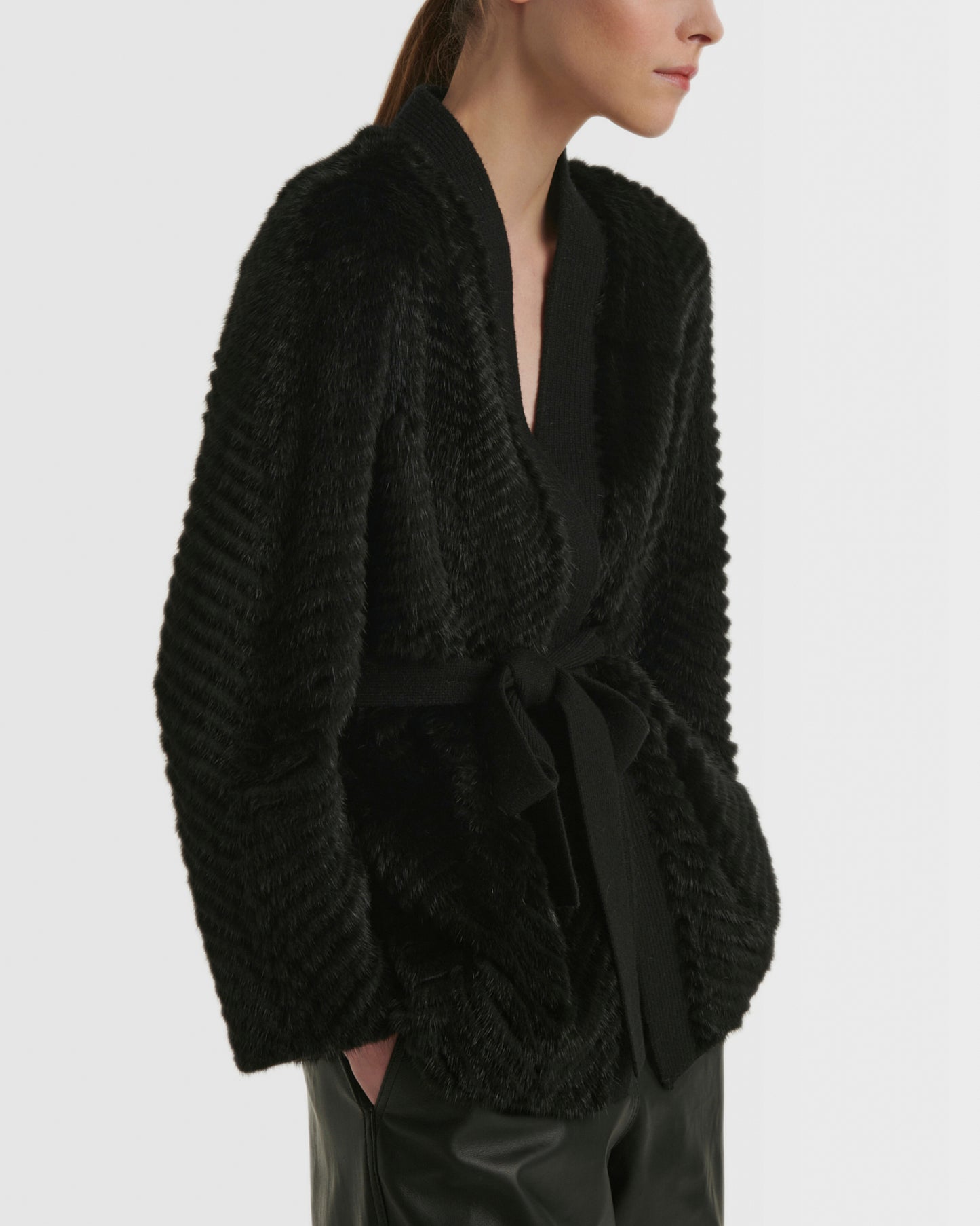 Merino knit and mink fur jacket