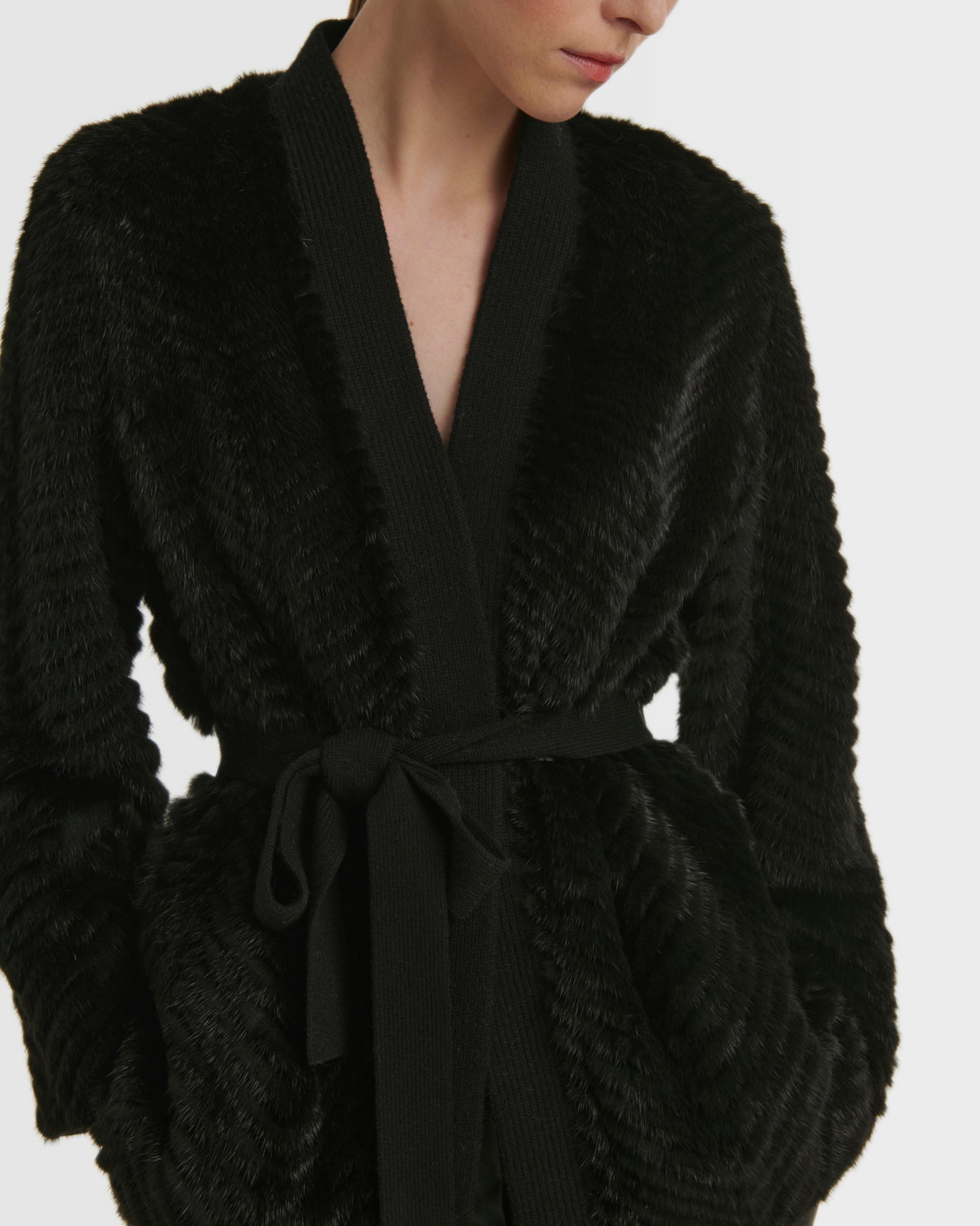 Merino knit and mink fur jacket
