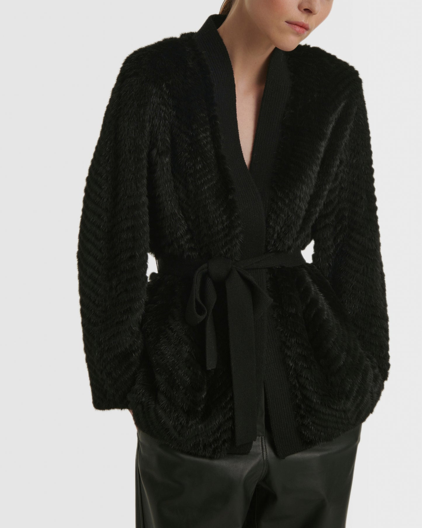 Merino knit and mink fur jacket