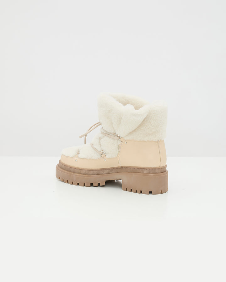 Boots lacées mi-hautes en peau lainée -Yves Salomon