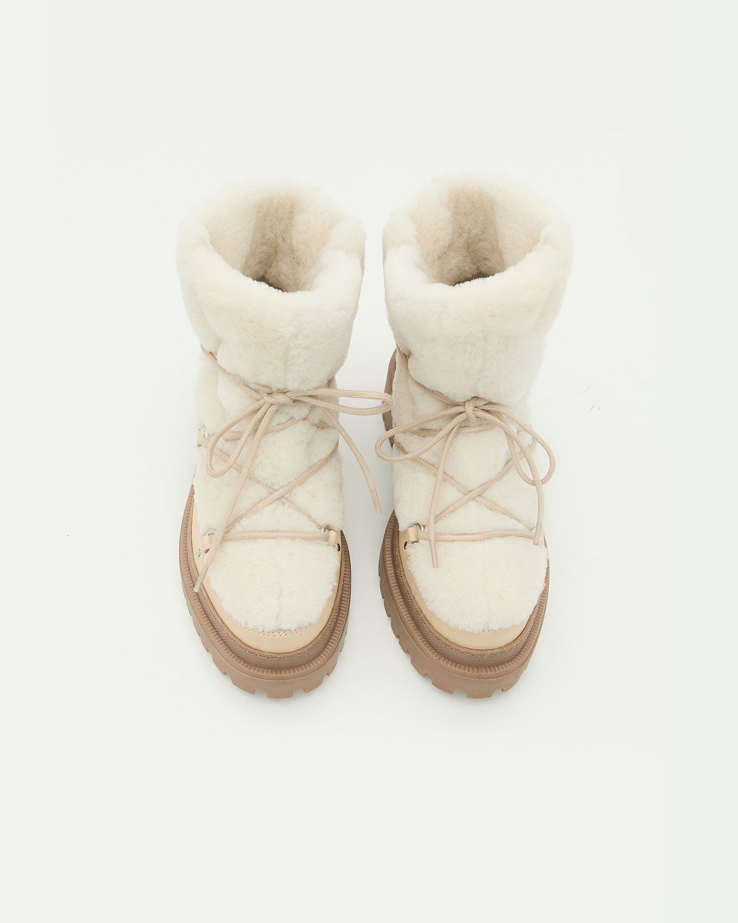 Boots lacées mi-hautes en peau lainée -Yves Salomon