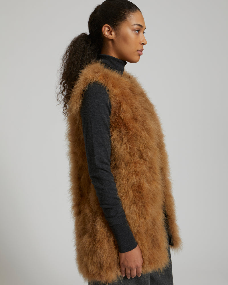 Gilet long en plumes