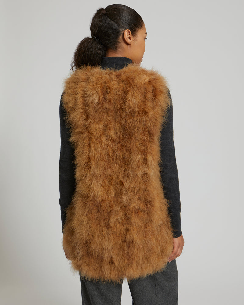 Gilet long en plumes