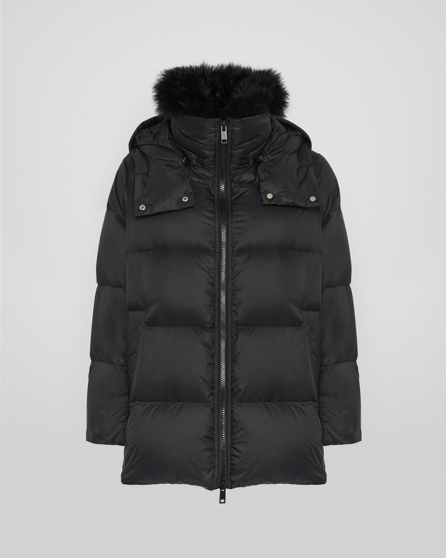 Iconic "A" line down jacket with lambswool collar
