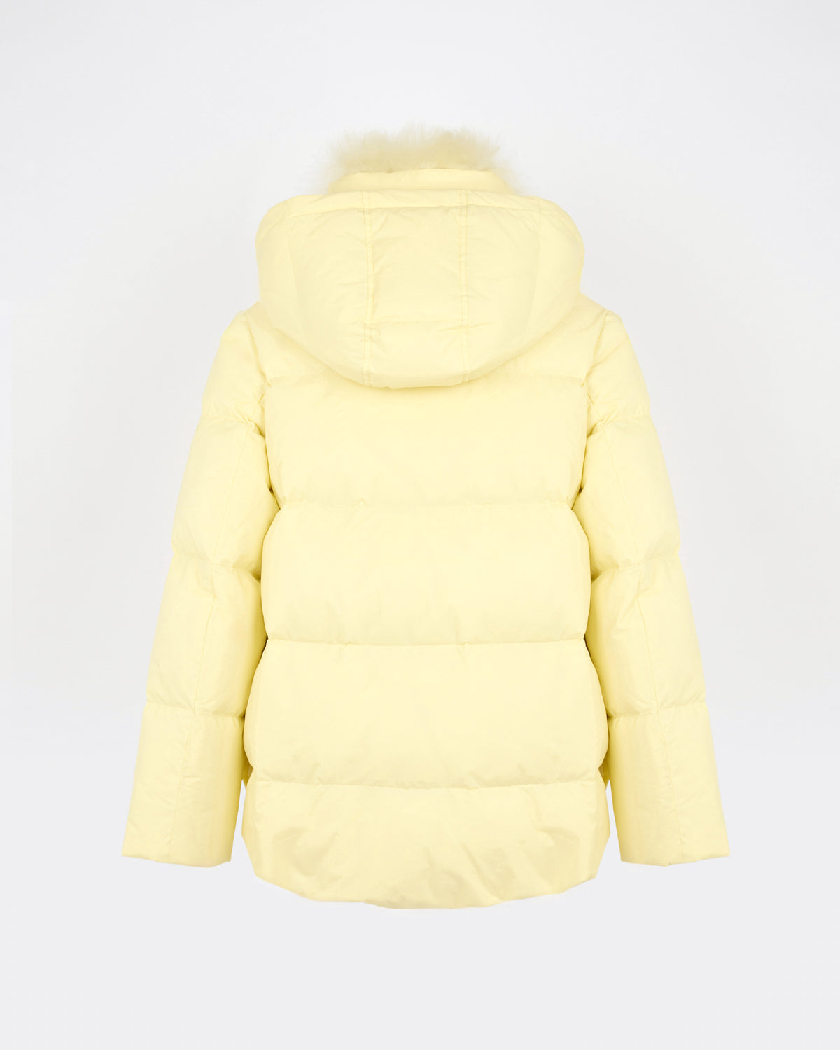 Doudoune "A" line en tissu technique imperméable avec col en agneau laine vaporeuse - Yves Salomon - Nouvelle collection Automne Hiver