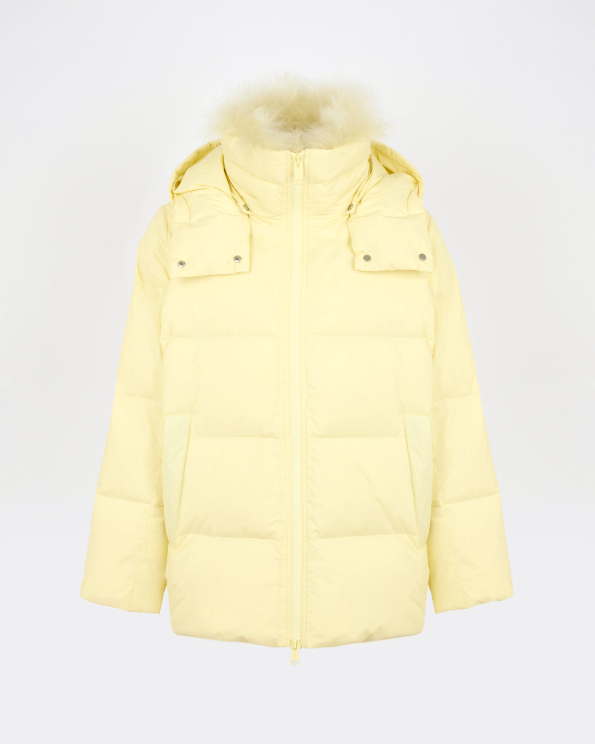Doudoune "A" line en tissu technique imperméable avec col en agneau laine vaporeuse - Yves Salomon - Nouvelle collection Automne Hiver