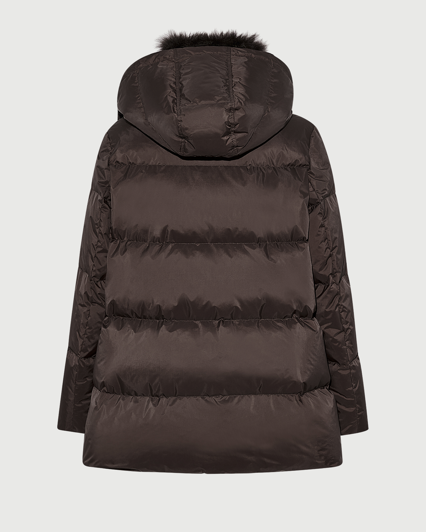 Doudoune "A" line en tissu technique imperméable avec col en agneau laine vaporeuse- Yves Salomon - Nouvelle collection Automne Hiver