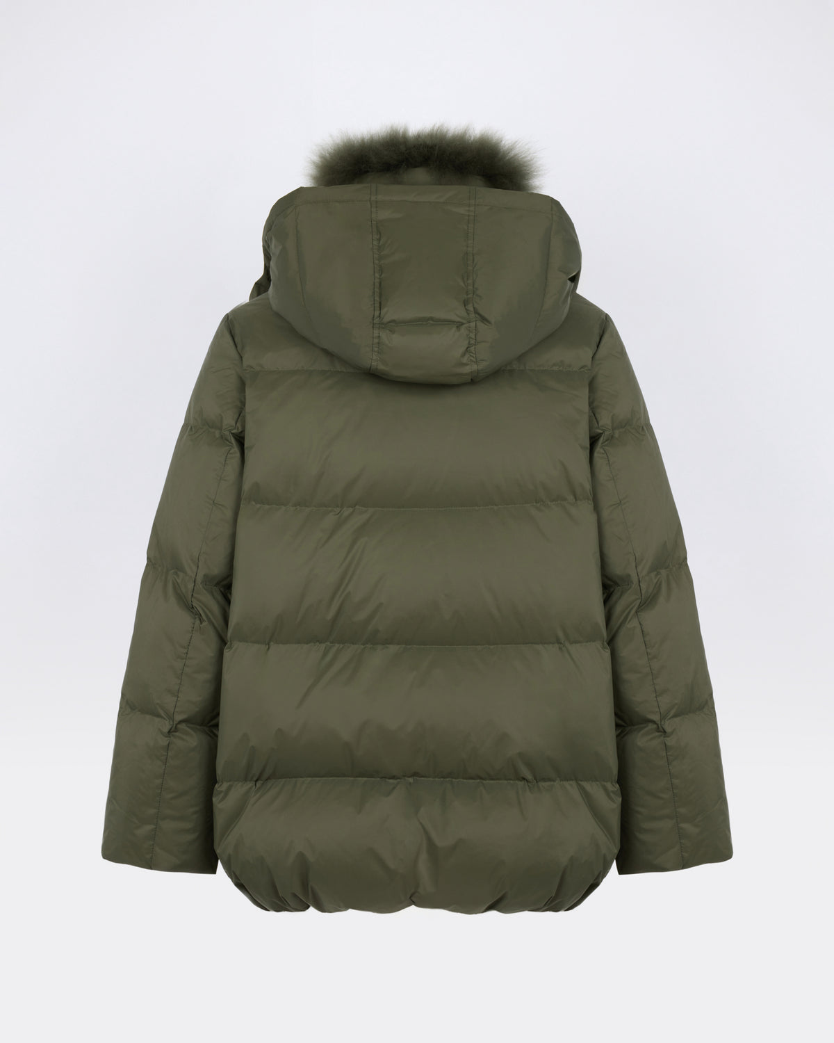 Doudoune "A" line en tissu technique imperméable avec col en agneau laine vaporeuse - Yves Salomon - Nouvelle collection Automne Hiver