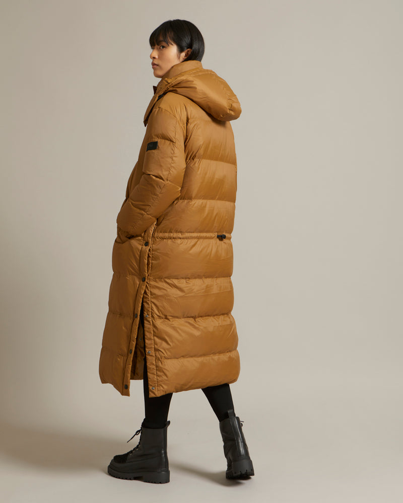 Doudoune 7/8 réversible en tissu technique déperlant mat et brillant