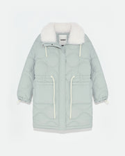 Manteau en tissu technique déperlant et col en agneau à poils courts