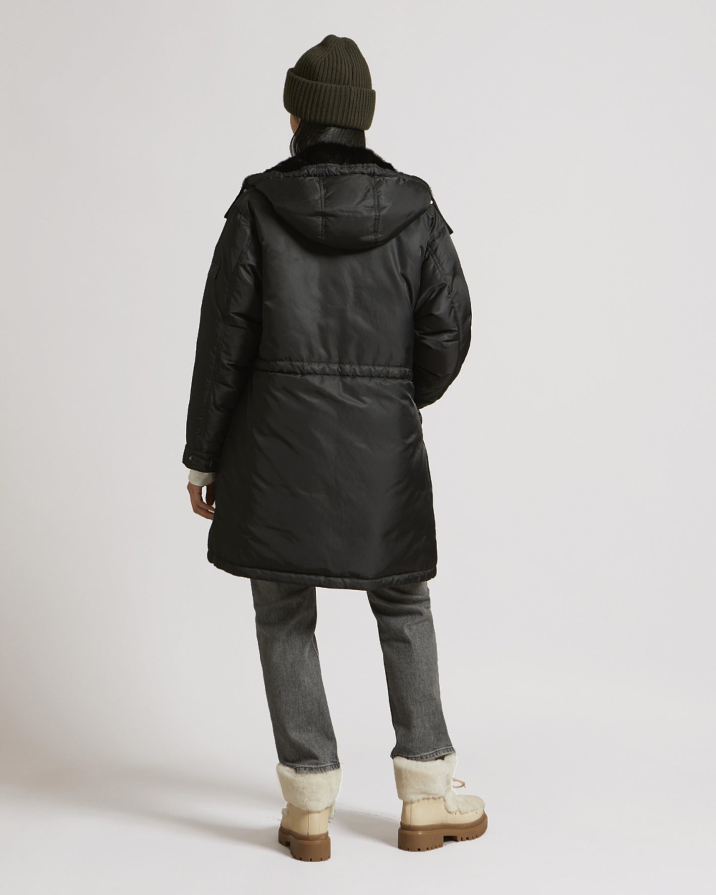 Soldes d'hiver  - Yves Salomon -Parka bomber longue en tissu et fourrure de vison