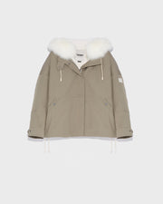 Parka boxy en tissu τεχνική αδιάβροχη avec fourrure de renard et lapin