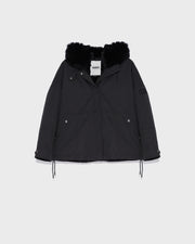Parka boxy en tissu τεχνική αδιάβροχη avec fourrure de renard et lapin