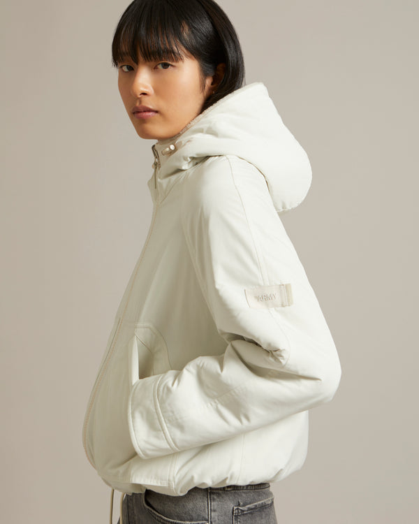 Veste réversible en tissu technique déperlant et peau lainée