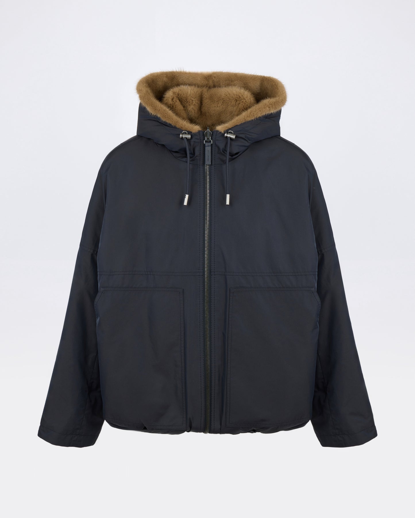 Veste courte en tissu technique déperlant réversible en fourrure de vison - Yves Salomon - Nouvelle collection Automne Hiver