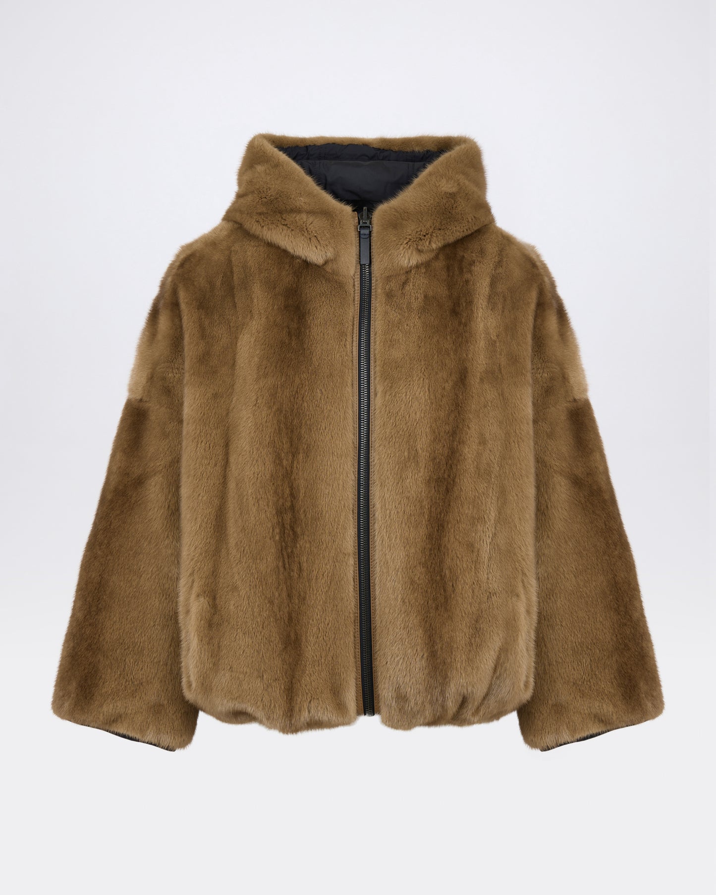 Veste courte en tissu technique déperlant réversible en fourrure de vison - Yves Salomon - Nouvelle collection Automne Hiver