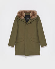 Parka iconique en coton mélangé garni agneau long poil