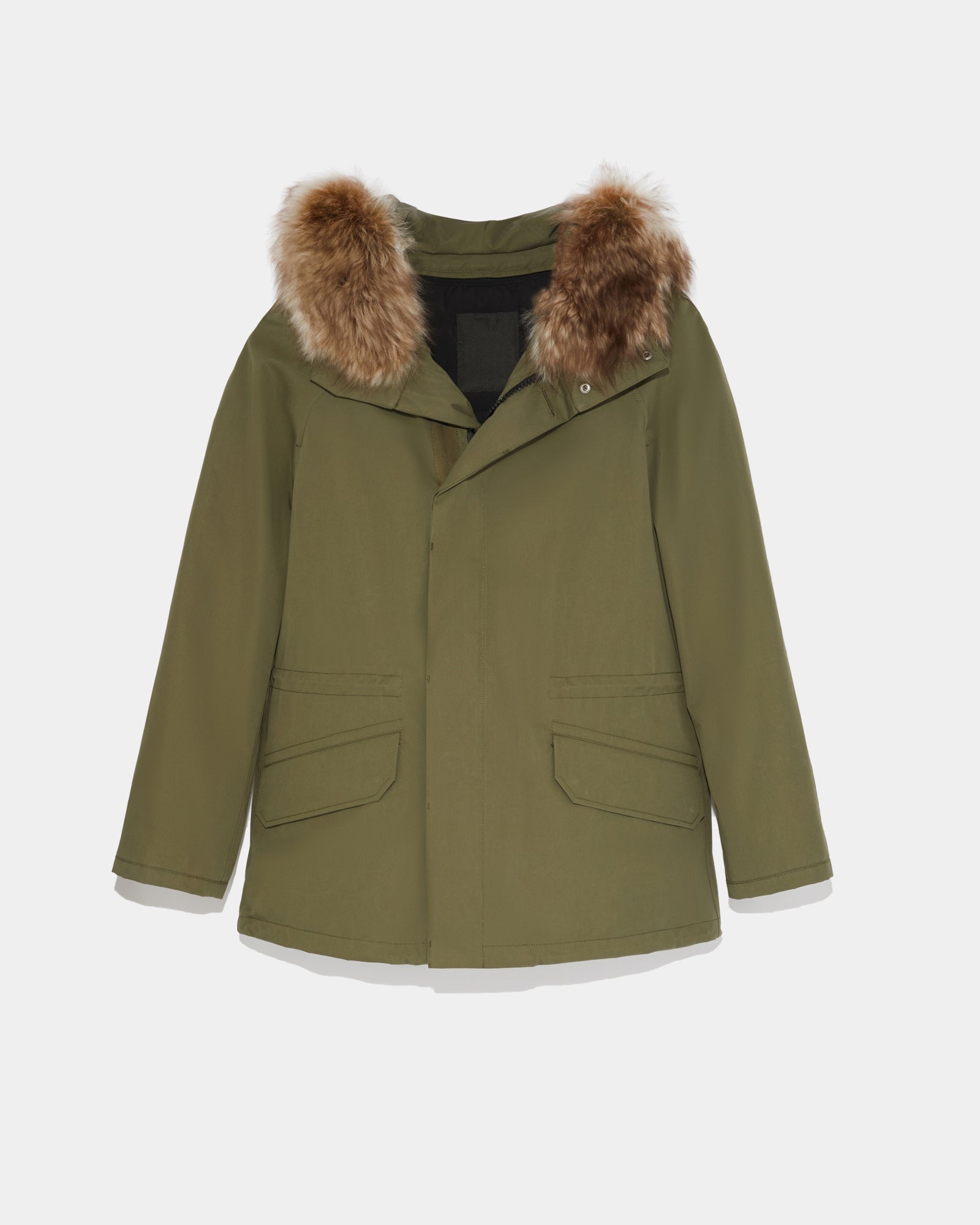 Short Iconic Parka In Cotton And Fluffy Lambswool
