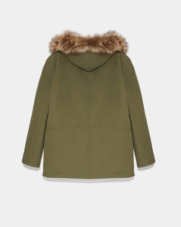 Short Iconic Parka In Cotton And Fluffy Lambswool