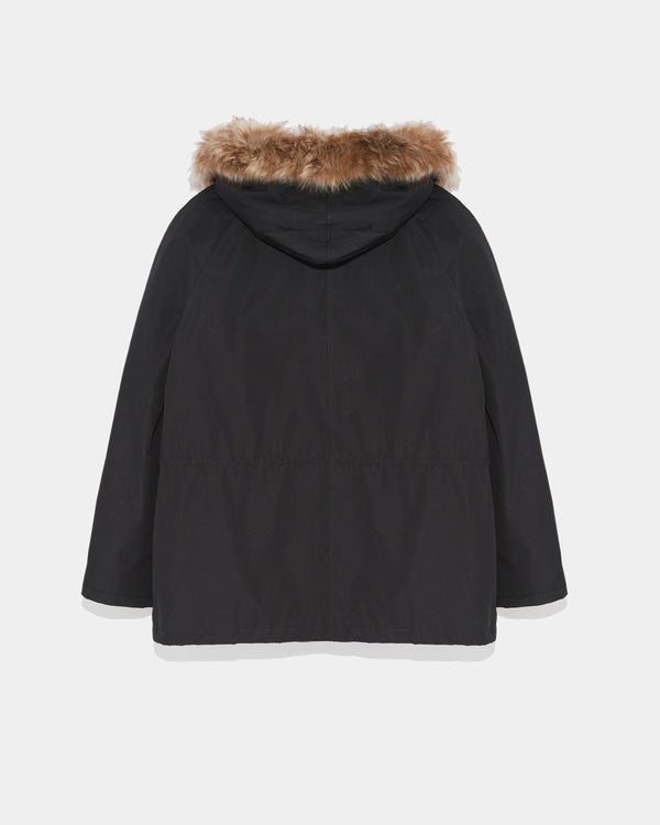 Short Iconic Parka In Cotton And Fluffy Lambswool