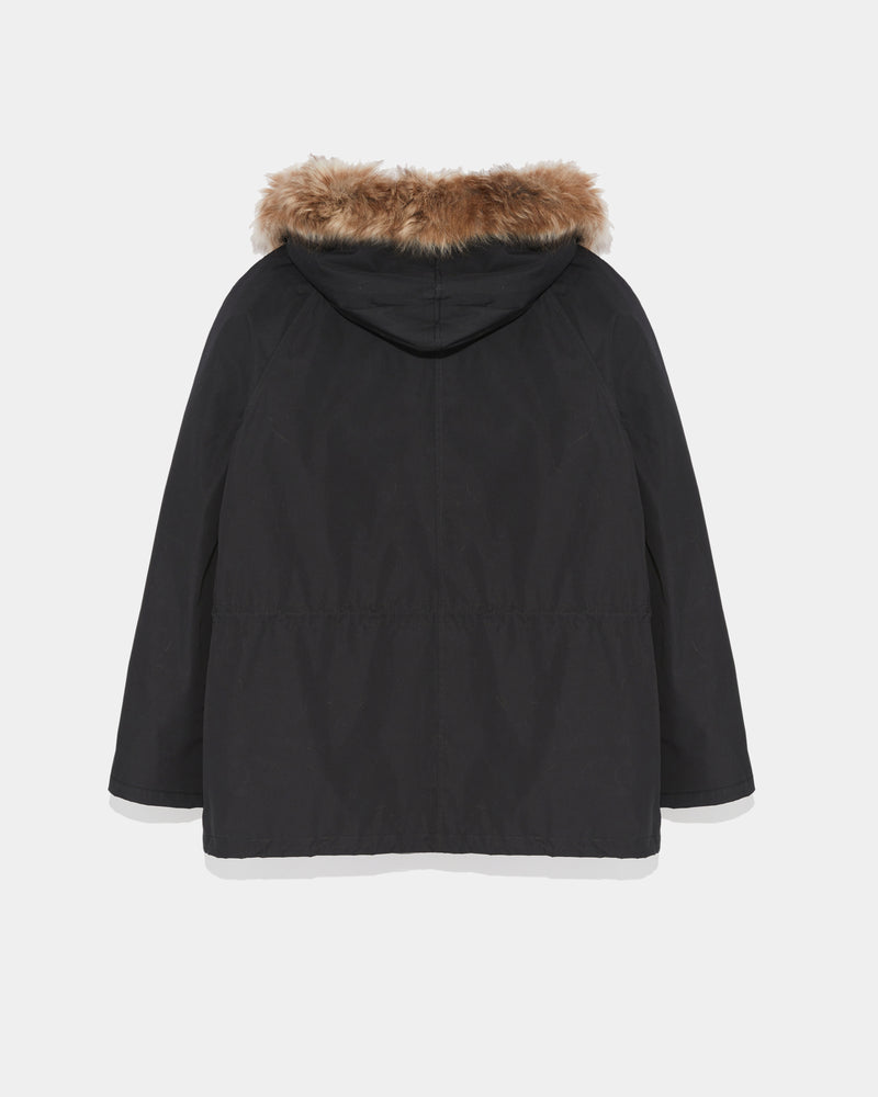 Parka iconique courte en coton et agneau laine vaporeuse