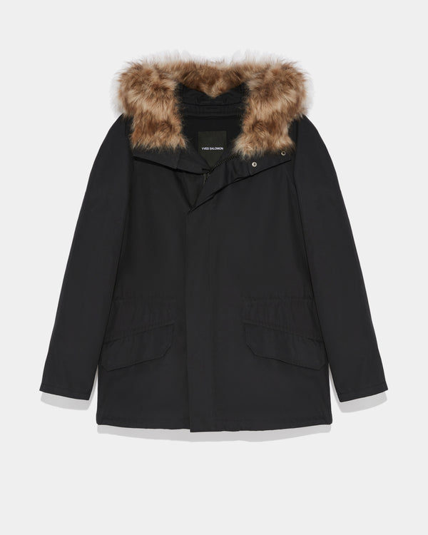 Short Iconic Parka In Cotton And Fluffy Lambswool