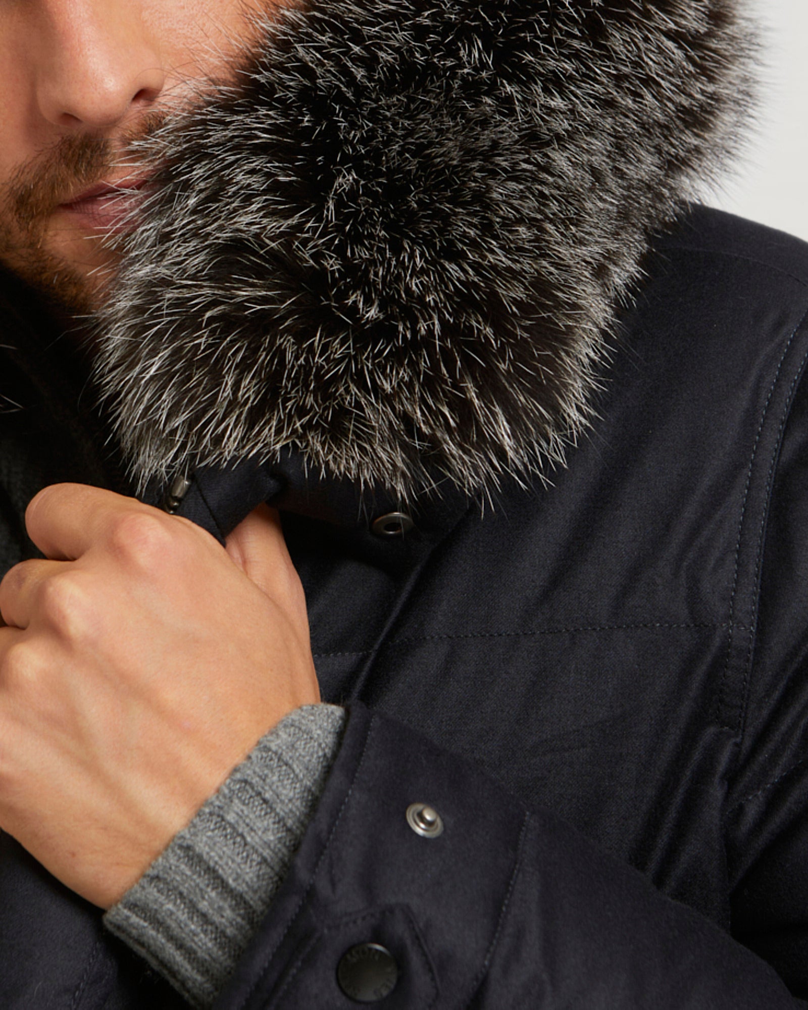 Loro Piana Fabric Down Jacket With Fox Fur - Yves Salomon