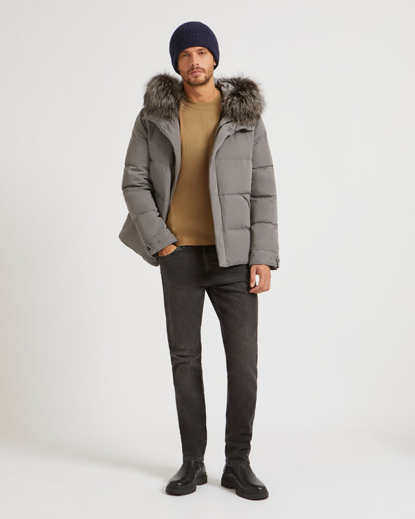 Fox Trim Short Down Jacket