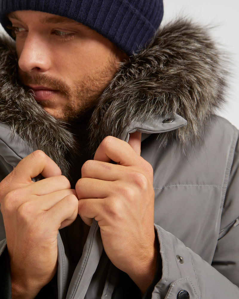 Fox Trim Short Down Jacket