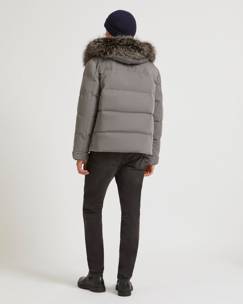 Fox Trim Short Down Jacket