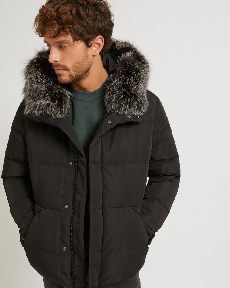 Fox Trim Short Down Jacket