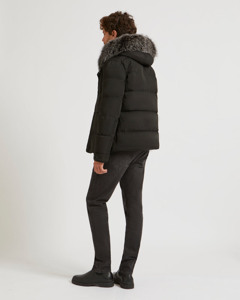 Fox Trim Short Down Jacket