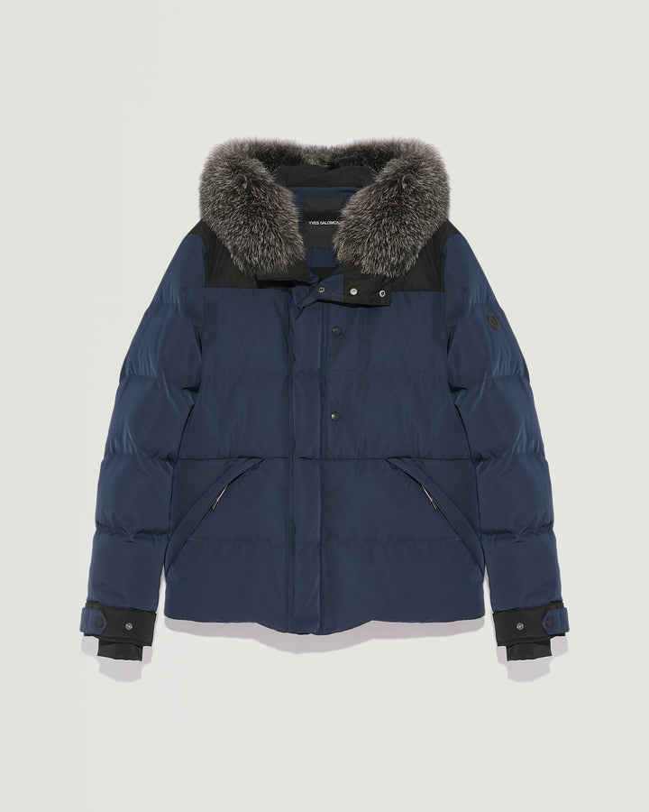 doudoune-skiwear-bloc-color-garniture-renard-bleu-24wiv00670m13wa7058 -Yves Salomon