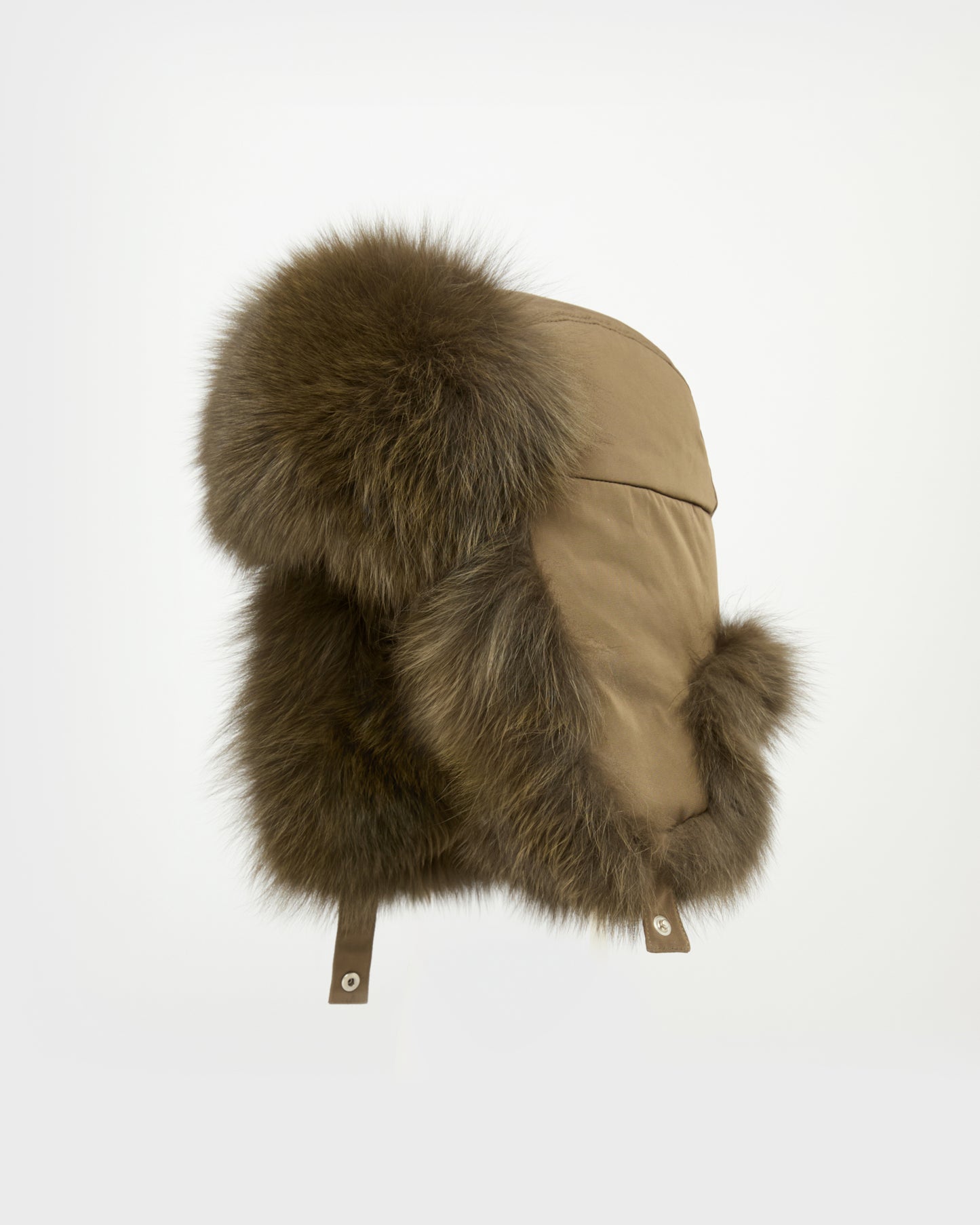 Technical fabric ushanka with fox fur