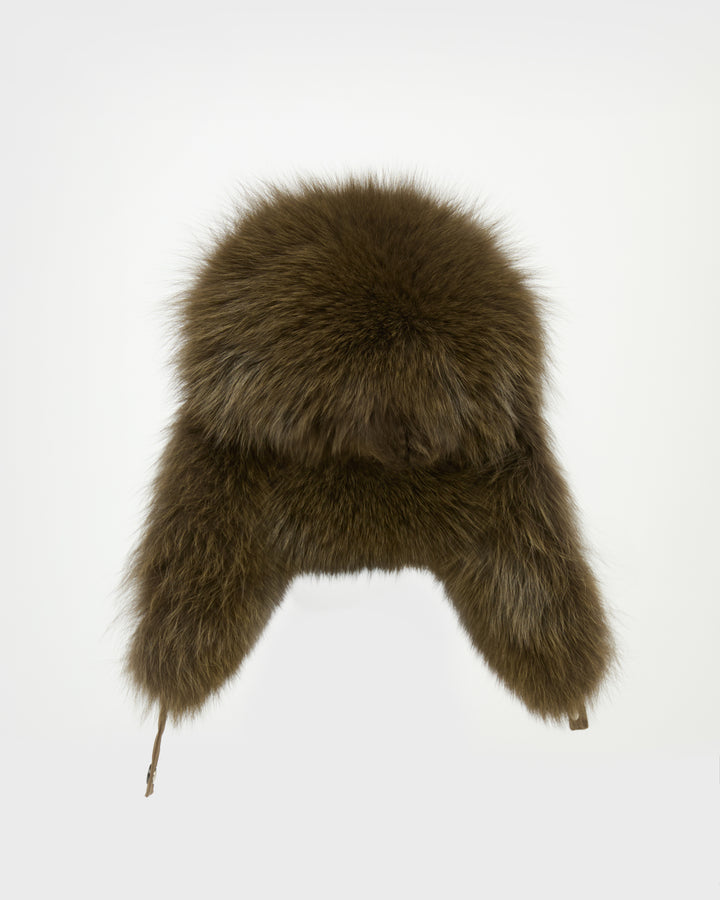 Chapka en tissu technique imperméable et fourrure de renard -Yves Salomon